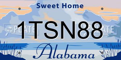 1TSN88 Alabama License Plate
