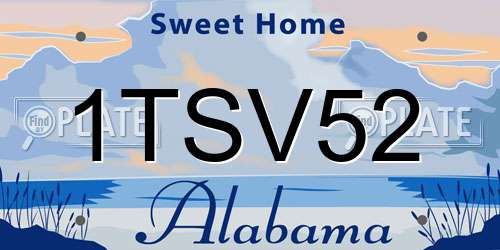 1TSV52 Alabama License Plate