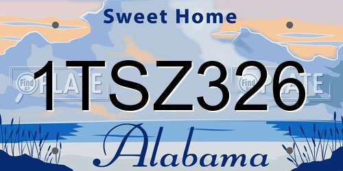 1TSZ326 Alabama License Plate