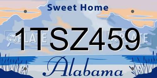 1TSZ459 Alabama License Plate