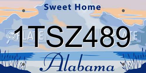 1TSZ489 Alabama License Plate