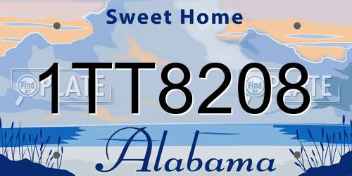 1TT8208 Alabama License Plate