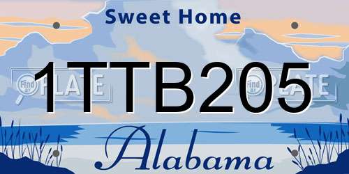 1TTB205 Alabama License Plate