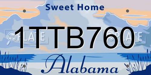 1TTB760 Alabama License Plate