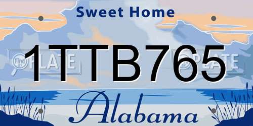 1TTB765 Alabama License Plate