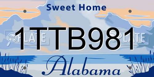 1TTB981 Alabama License Plate