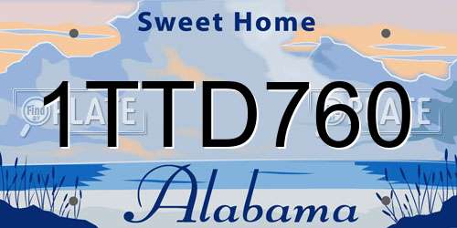 1TTD760 Alabama License Plate
