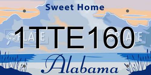1TTE160 Alabama License Plate