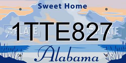 1TTE827 Alabama License Plate