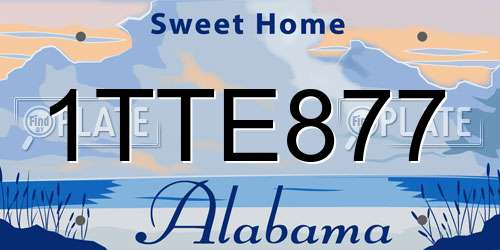 1TTE877 Alabama License Plate