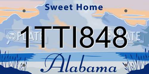 1TTI848 Alabama License Plate