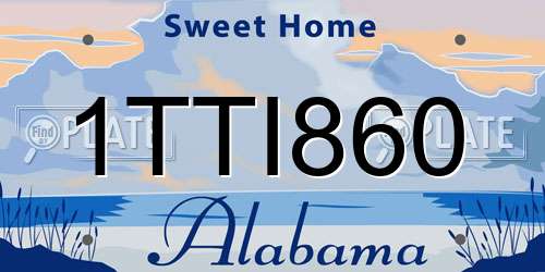 1TTI860 Alabama License Plate