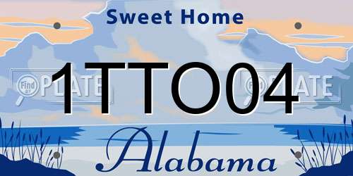 1TTO04 Alabama License Plate