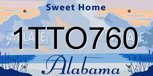 1TTO760 Alabama License Plate