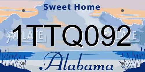 1TTQ092 Alabama License Plate