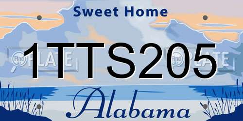 1TTS205 Alabama License Plate