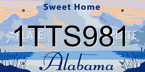 1TTS981 Alabama License Plate