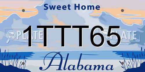 1TTT65 Alabama License Plate