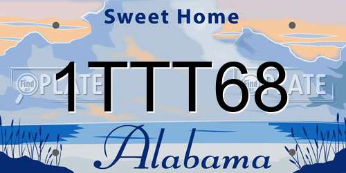 1TTT68 Alabama License Plate