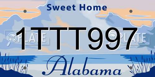1TTT997 Alabama License Plate