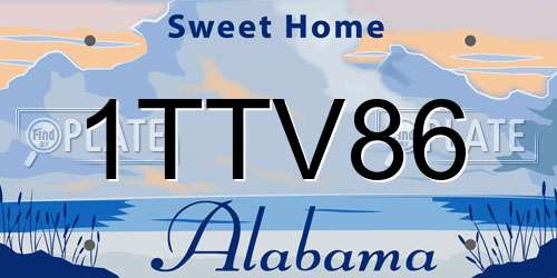 1TTV86 Alabama License Plate
