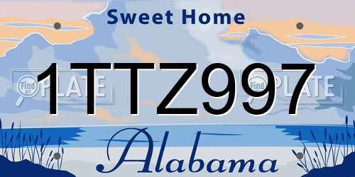 1TTZ997 Alabama License Plate