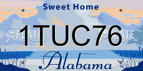1TUC76 Alabama License Plate