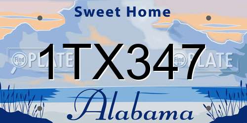 1TX347 Alabama License Plate