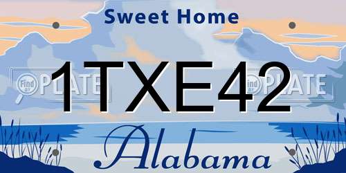 1TXE42 Alabama License Plate