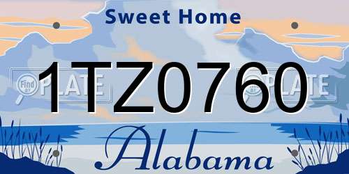 1TZ0760 Alabama License Plate