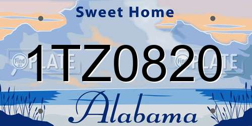 1TZ0820 Alabama License Plate