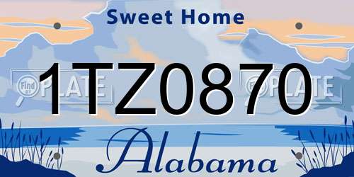 1TZ0870 Alabama License Plate