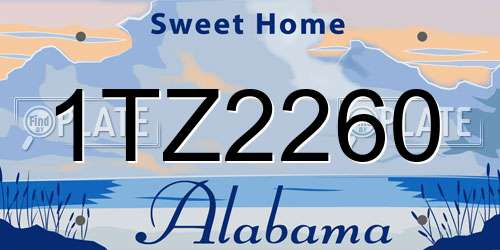 1TZ2260 Alabama License Plate