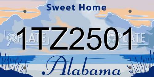 1TZ2501 Alabama License Plate