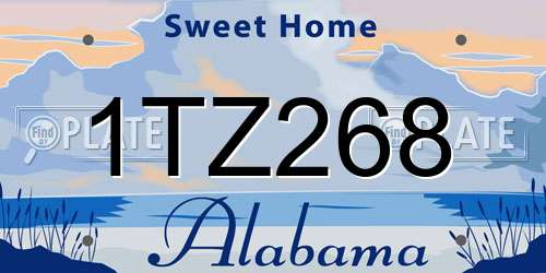 1TZ268 Alabama License Plate