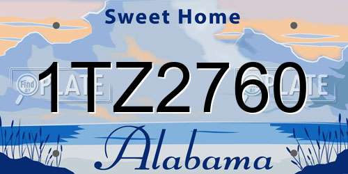 1TZ2760 Alabama License Plate