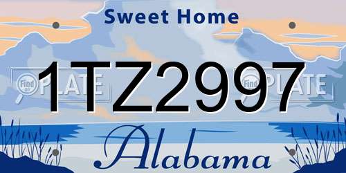 1TZ2997 Alabama License Plate