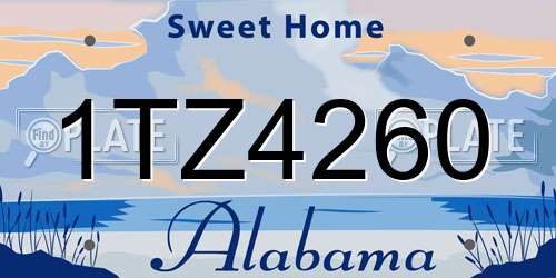 1TZ4260 Alabama License Plate