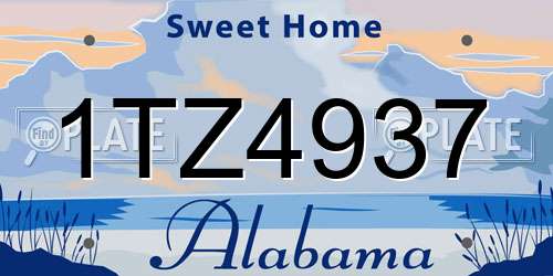 1TZ4937 Alabama License Plate