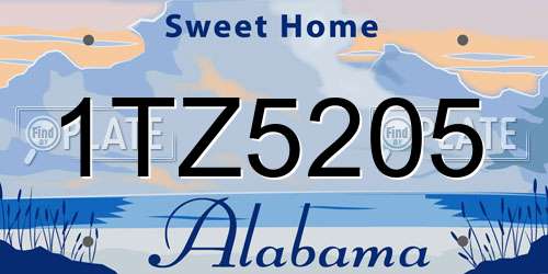 1TZ5205 Alabama License Plate