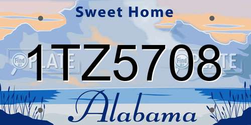 1TZ5708 Alabama License Plate