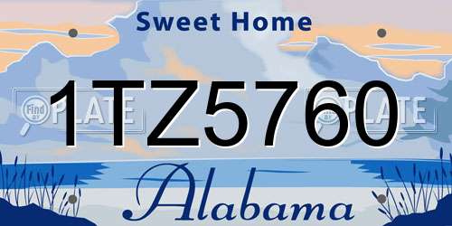 1TZ5760 Alabama License Plate