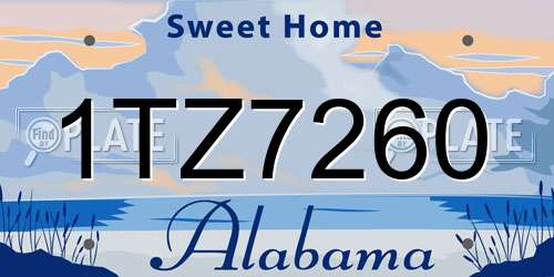 1TZ7260 Alabama License Plate