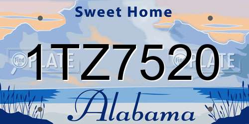1TZ7520 Alabama License Plate