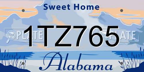 1TZ765 Alabama License Plate