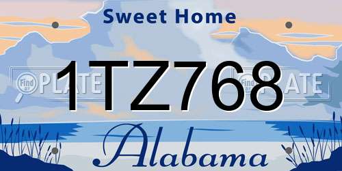 1TZ768 Alabama License Plate