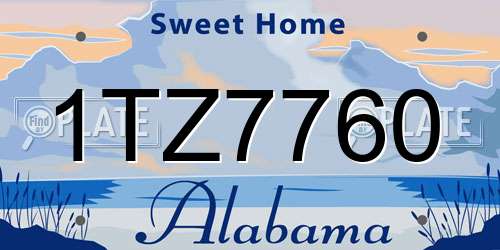 1TZ7760 Alabama License Plate