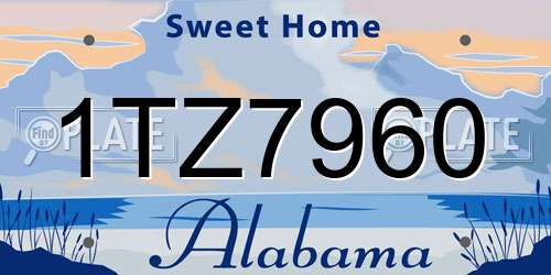 1TZ7960 Alabama License Plate