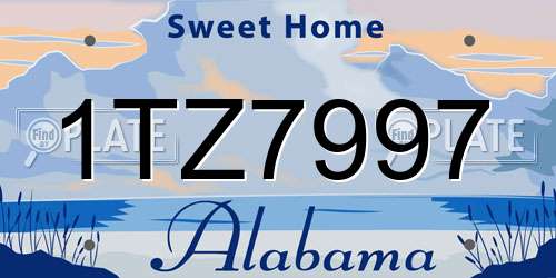 1TZ7997 Alabama License Plate