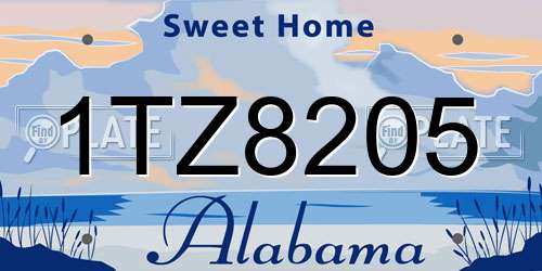 1TZ8205 Alabama License Plate